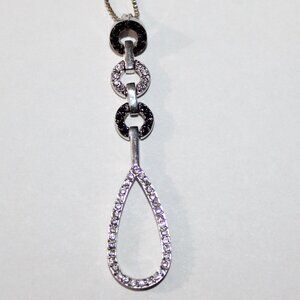 Sterling Silver Black & White Cubic Zirconia Modern Necklace